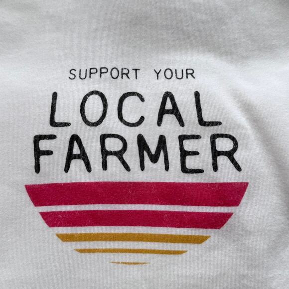 oat collective White graphic crewneck sweatshirt support your local farmer sz XL - Picture 4 of 7